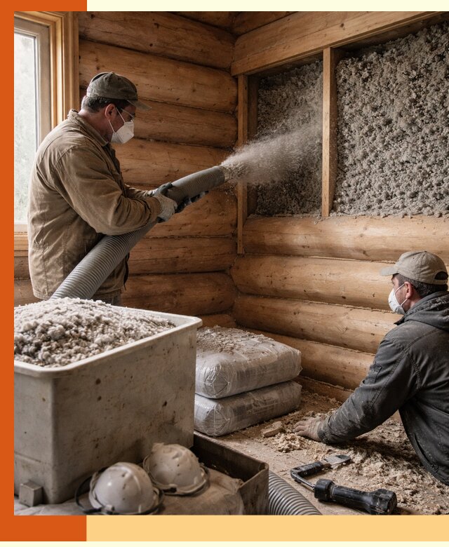 Утепление дома из бруса эковатой в Еманжелинске