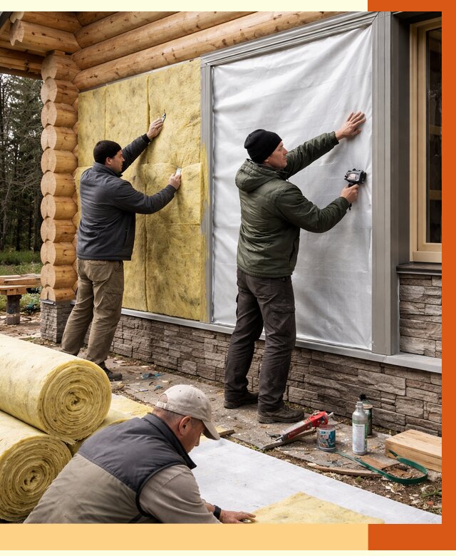 Утепление бревенчатого дома в Еманжелинске от 7857 руб/м2 — заказать под ключ | ТепломастерМнж