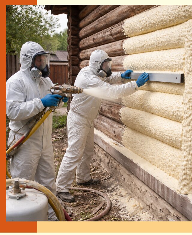 Утепление бревенчатого дома ППУ в Еманжелинске эффективной изоляцией