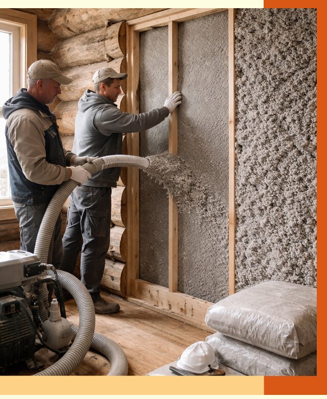 Утепление бревенчатого дома эковатой в Еманжелинске от 2825 руб. | ТепломастерМнж