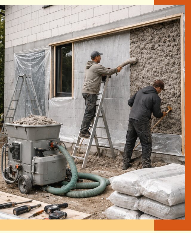 Утепление дома из газобетона эковатой в Еманжелинске от 4622 руб./м2 | ТепломастерМнж