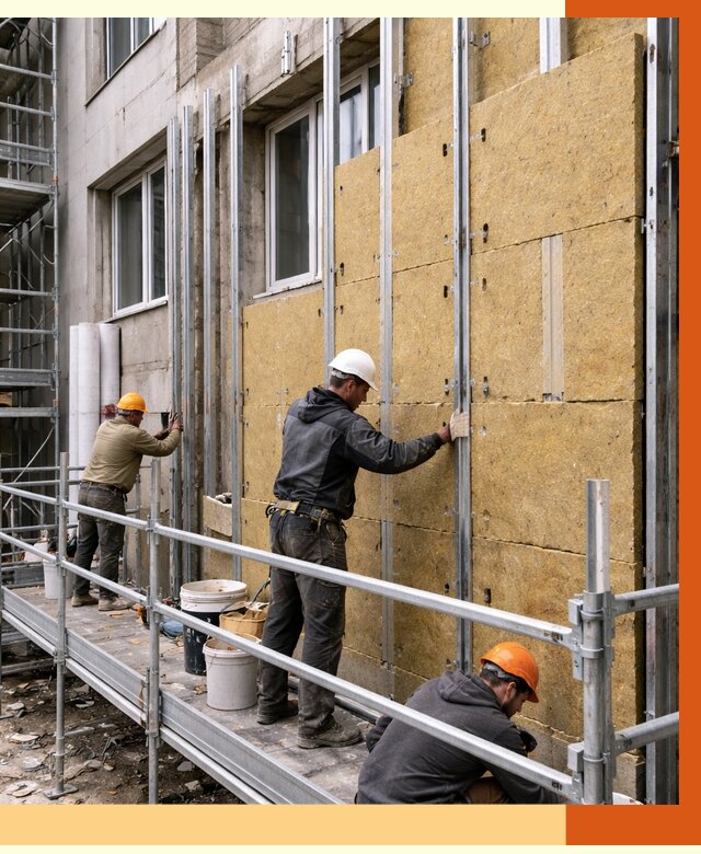 Утепление вентилируемого фасада в Еманжелинске от 5752 руб/м2 — монтаж и утепление вентфасад | ТепломастерМнж