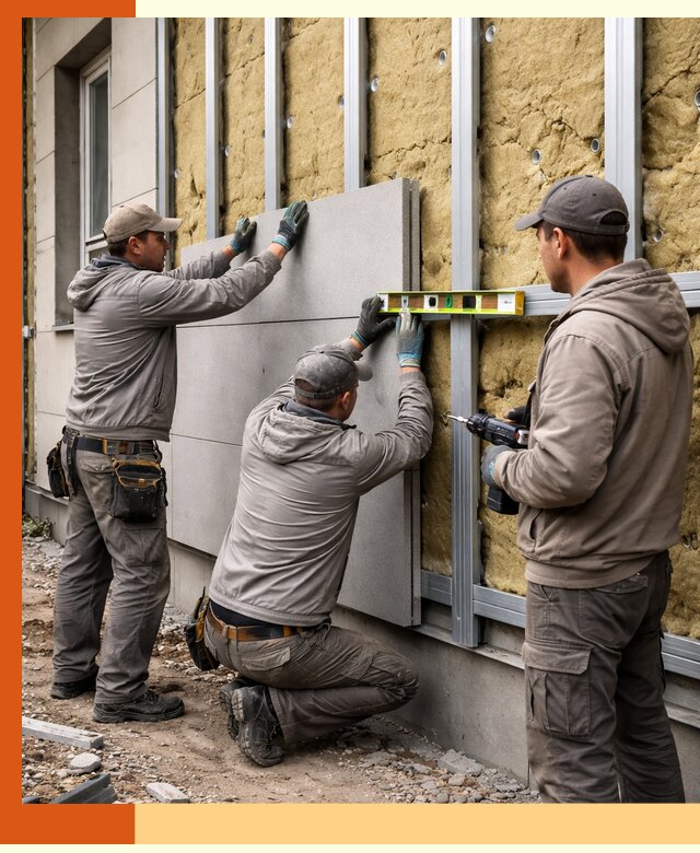 Утепление вентилируемого фасада под ключ в Еманжелинске