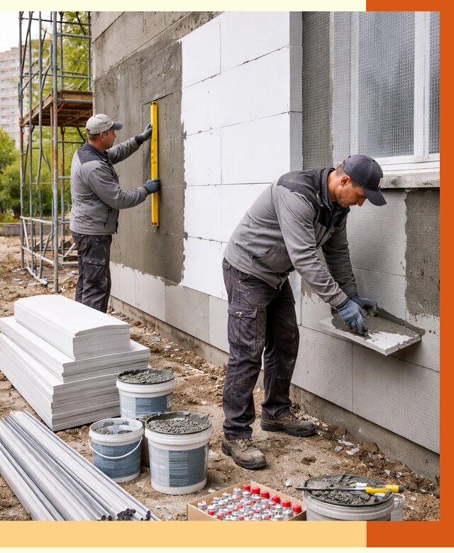 Утепление фасада и стен снаружи в Еманжелинске от 4314 руб. | ТепломастерМнж