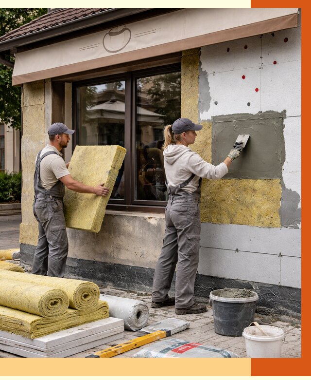 Утепление кафе в Еманжелинске от 4314 руб/м2 — комплексно под ключ | ТепломастерМнж