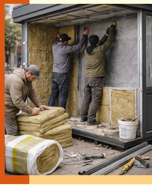 Утепление павильона шаурмы под ключ в Еманжелинске