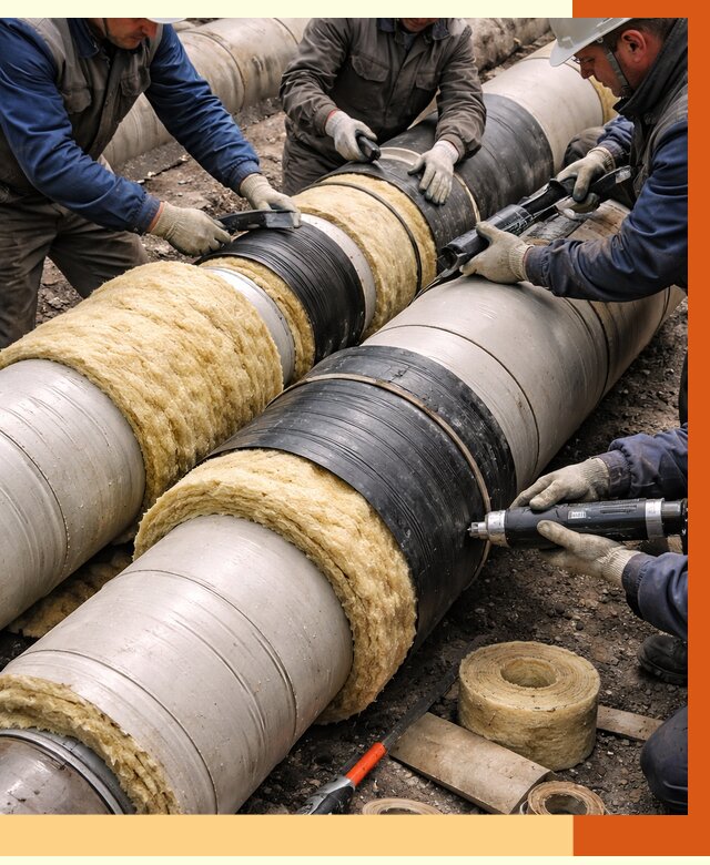 Утепление трубопровода в Еманжелинске под ключ от 1900 руб. — надежно и выгодно | ТепломастерМнж