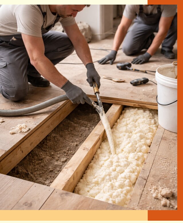 Заполнение пустот пола в Еманжелинске от 2773 руб. — утепление пустот пола под ключ | ТепломастерМнж