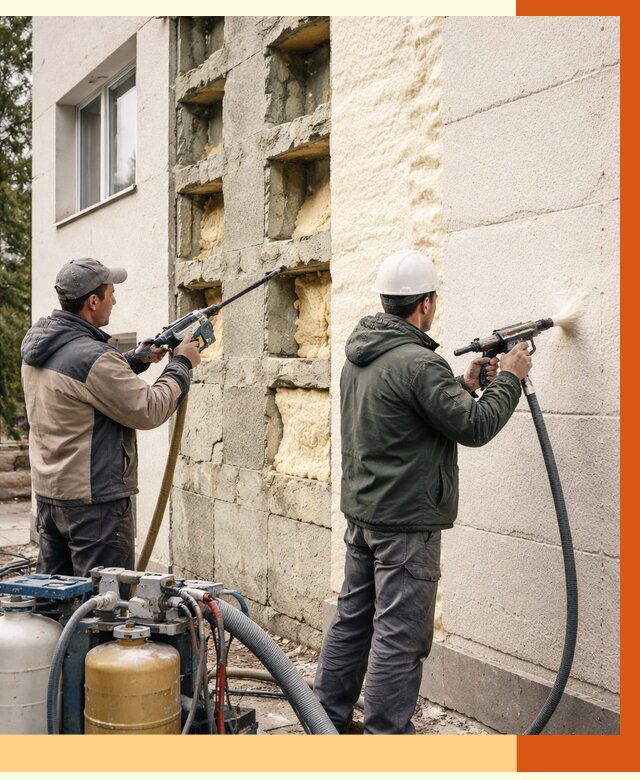 Заполнение пустот фасада в Еманжелинске от 4622 руб. — утепление пустот облицовки | ТепломастерМнж