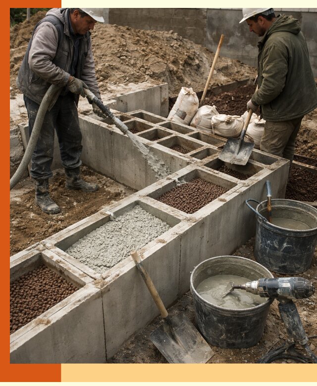 Заполнение полостей фундамента в Еманжелинске герметичным утеплением и повышением прочности