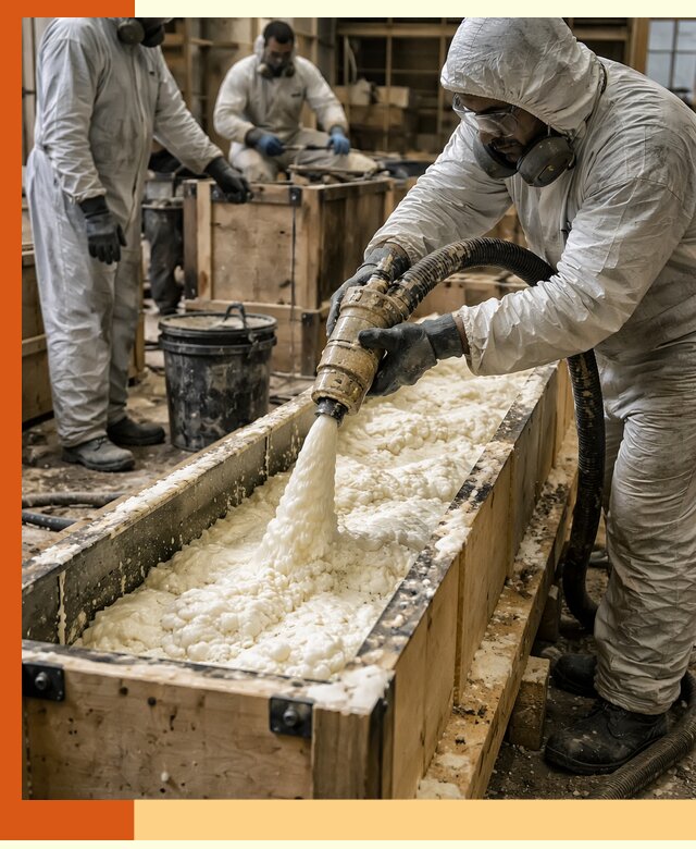 Заливка пенополиуретана в формы для утепления в Еманжелинске