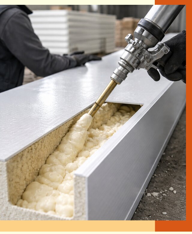 Заполнение пустот холодильных панелей в Еманжелинске от 7703 руб. | ТепломастерМнж