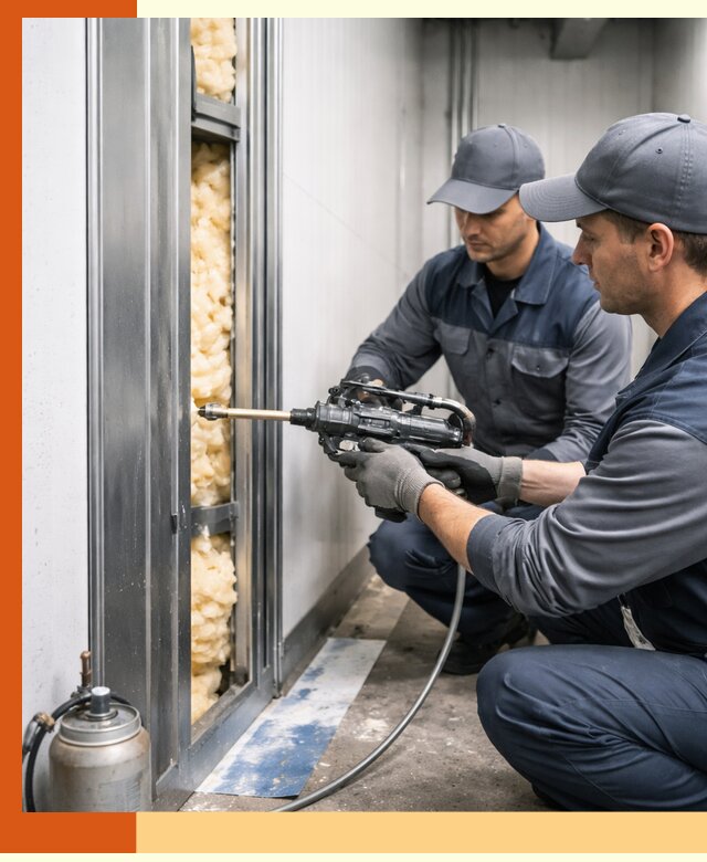 Заполнение пустот холодильных панелей в Еманжелинске специализированной пеной