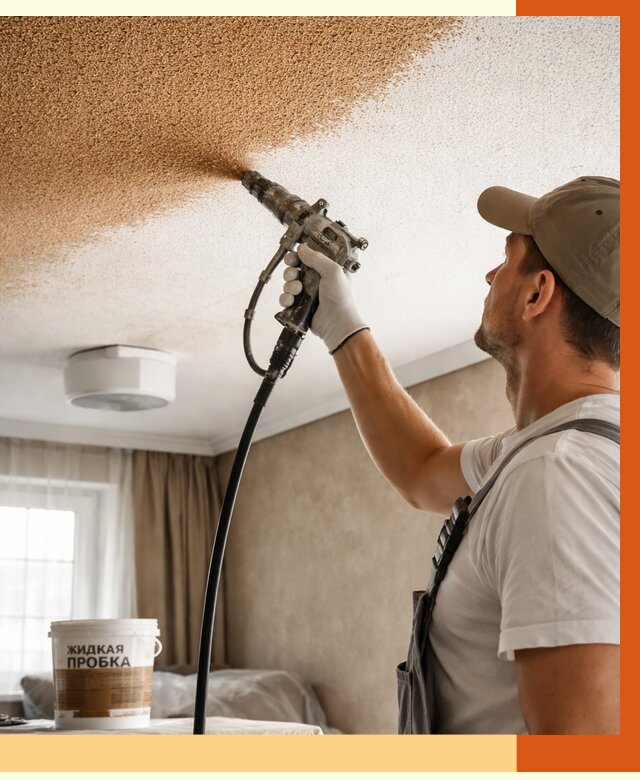 Утепление потолка жидкой пробкой в Еманжелинске от 3595 руб. | ТепломастерМнж