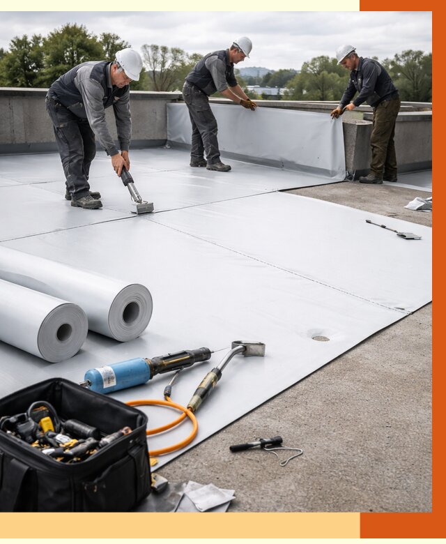 Гидроизоляция мембранной кровли в Еманжелинске от 7703 руб./м² — профессионально | ТепломастерМнж