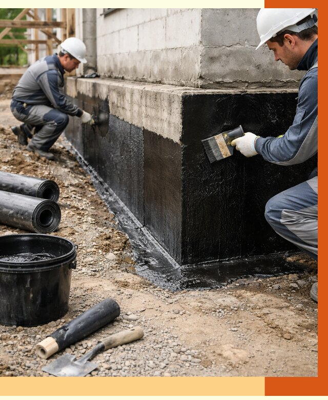 Гидроизоляция фундамента в Еманжелинске от 1284 руб. — профессионально, под ключ | ТепломастерМнж