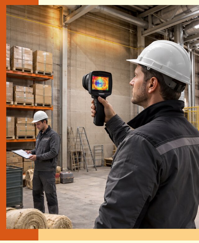 Тепловизионное обследование склада и выявление утечек в Еманжелинске