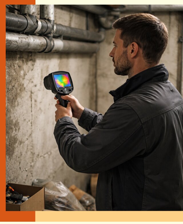 Тепловизионное обследование подвала в Еманжелинске для поиска утечек тепла