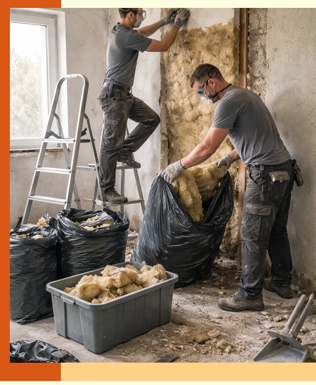 Демонтаж старого утеплителя и вывоз отходов в Еманжелинске